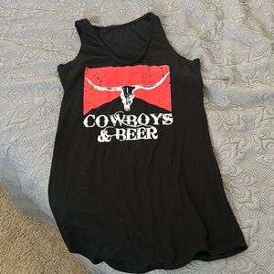 Cowboys & Beer Black Tank Top